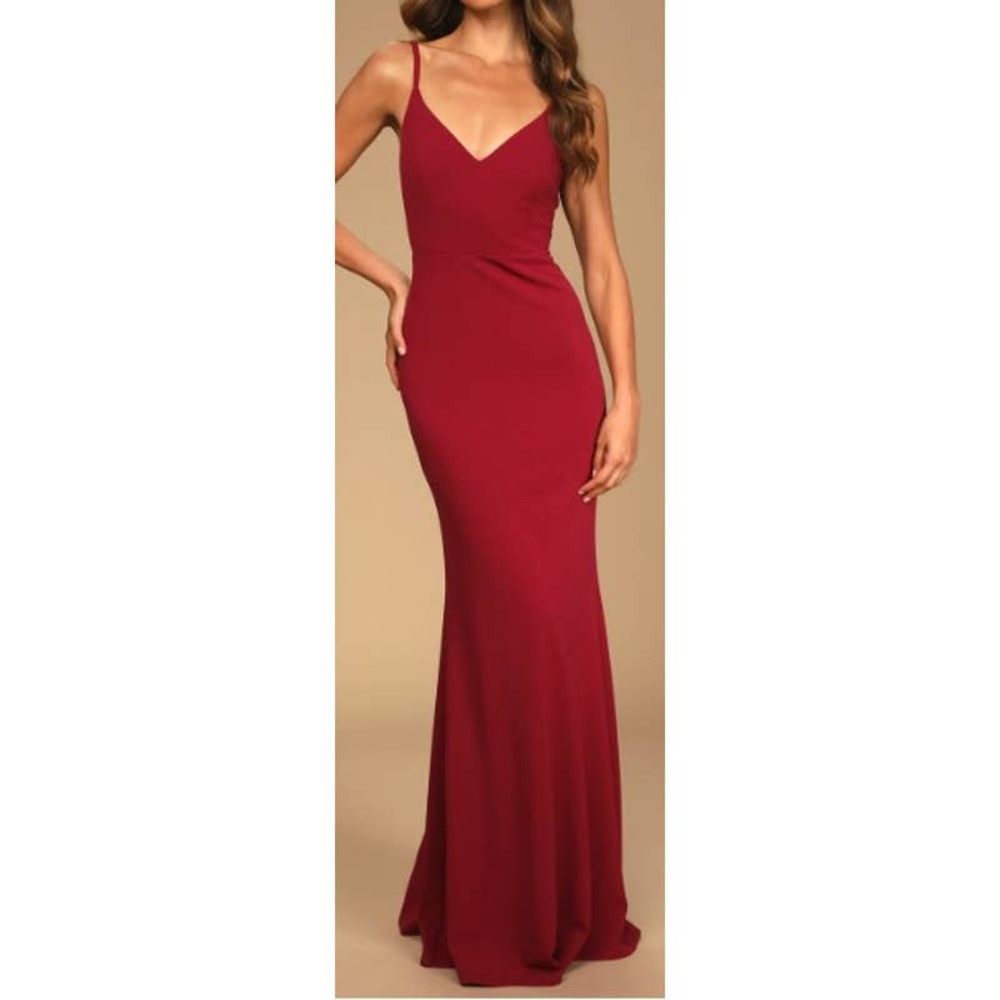 LULU'S M Moments of Bliss Berry Pink Backless Mermaid Maxi Dress NEW b110